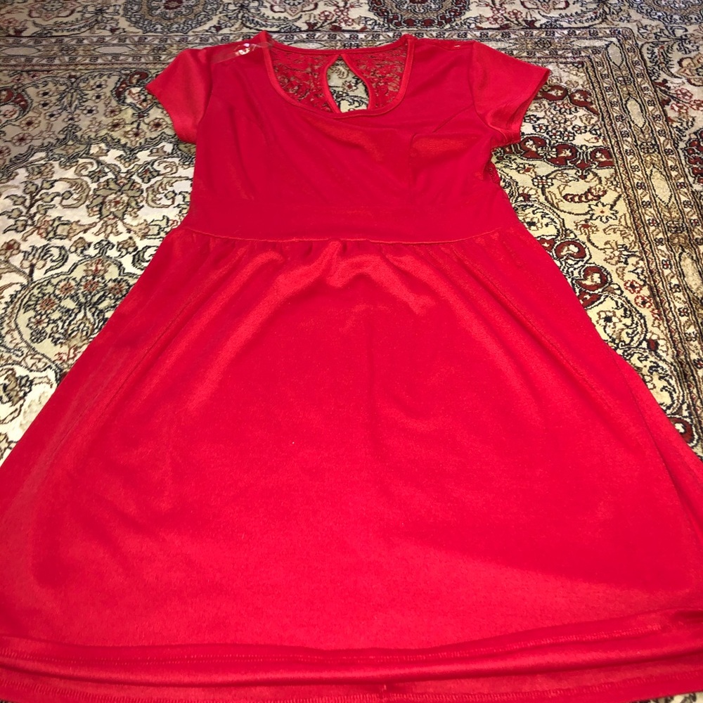 Red dress with lace detailing